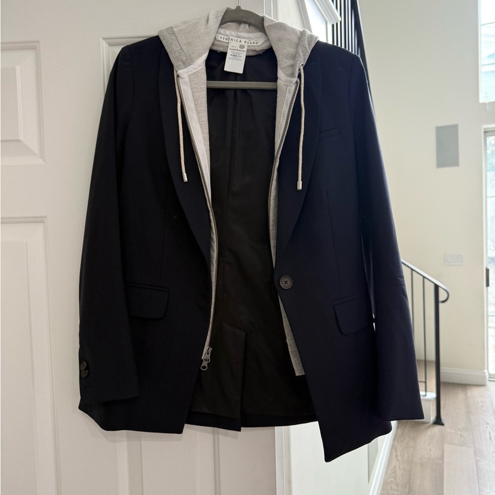 Veronica Beard Black Blazer with Gray Hoodie